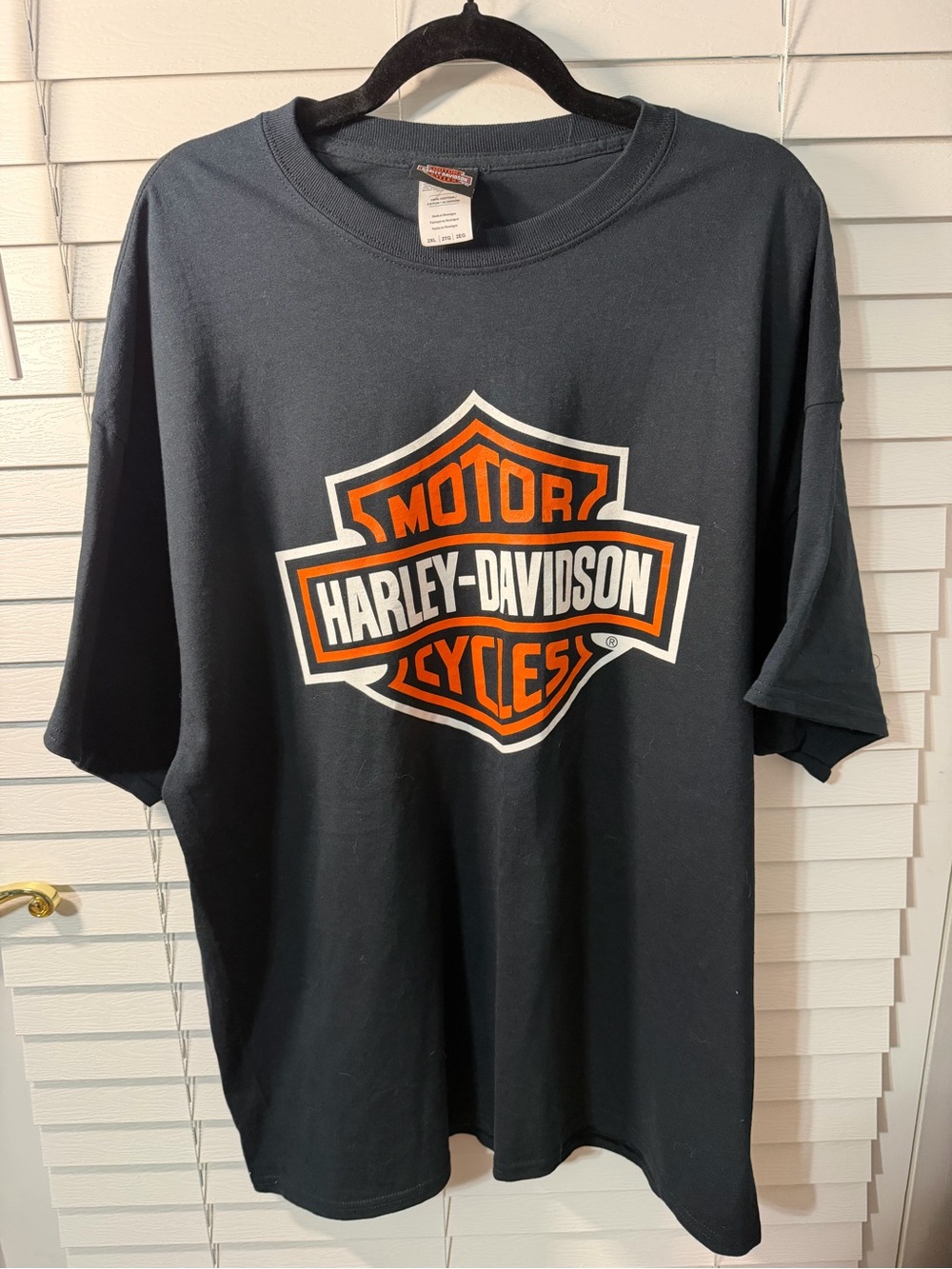 Harley-Davidson Black T-Shirt with Orange & White Shield Logo